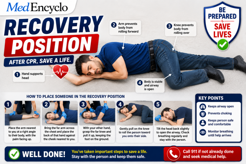 Recovery position after CPR
